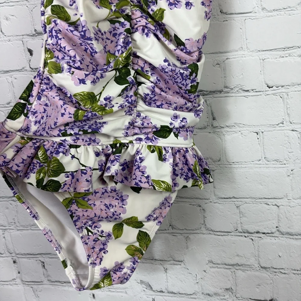 GYMBOREE Girl's Floral‎ Ruffle One Piece Splish Splash Swimsuit size 8